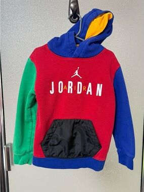 Jordan Colorblock Kids Hoodie - Red, Green, Blue, Yellow, Black Sz 6 (M)